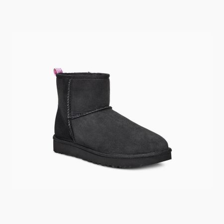 UGG Classic Mini II Graphic Logo Black/Pink Boots for Women (CITS45362)